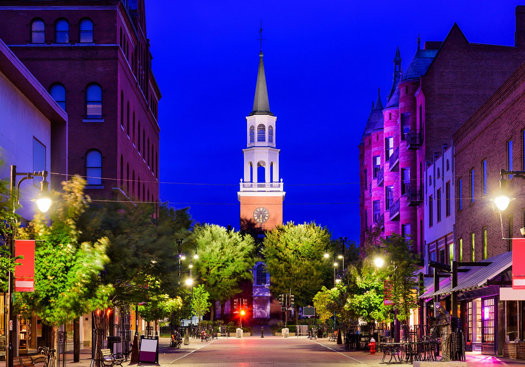 Burlington, Vermont, USA at Church Street Marketplace.